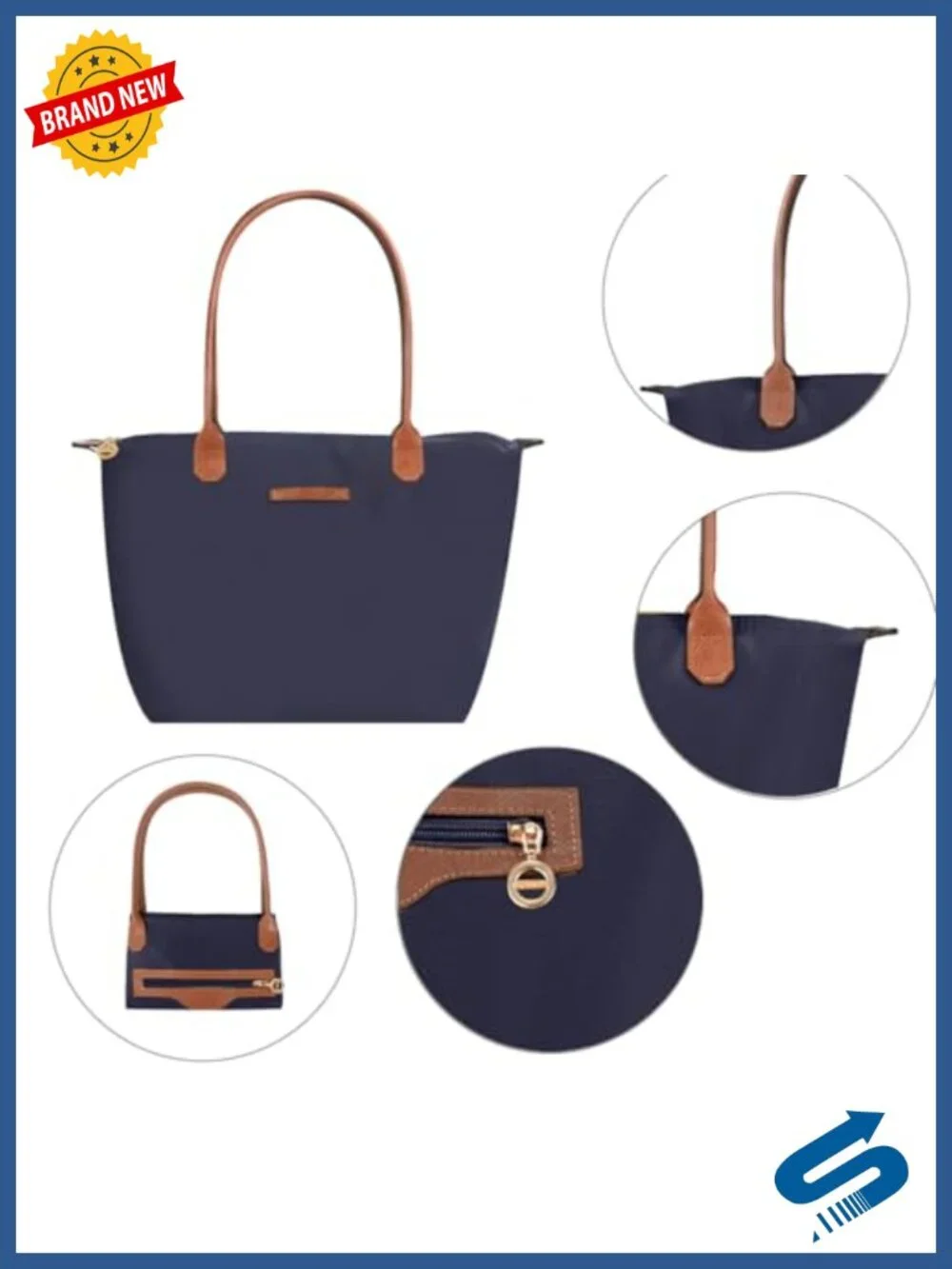 Nylon Tote Bag for Women Lightweight Designer Handbag with Zipper, Durable Purse